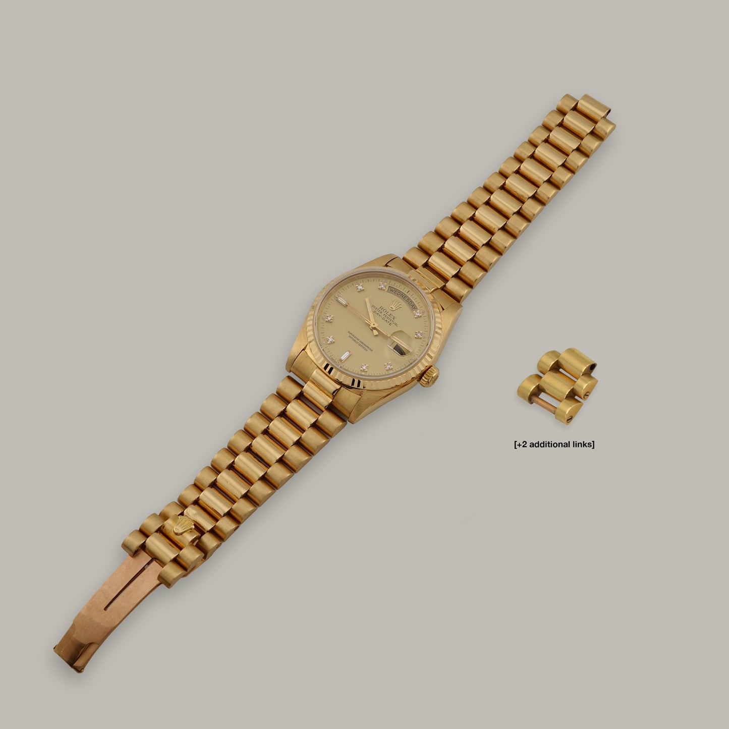 18K Rolex Day-Date "Lemon Diamond Dial" Watch