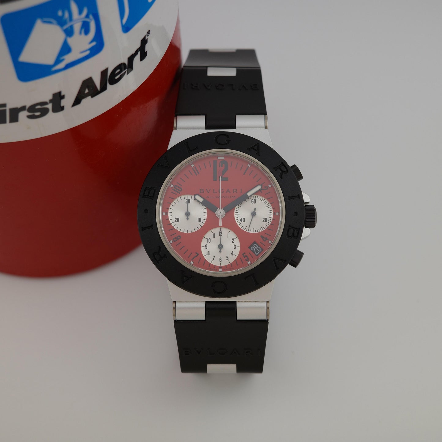 Bvlgari Diagono AC38TA Aluminum Chronograph Limited Edition Red Dial Watch