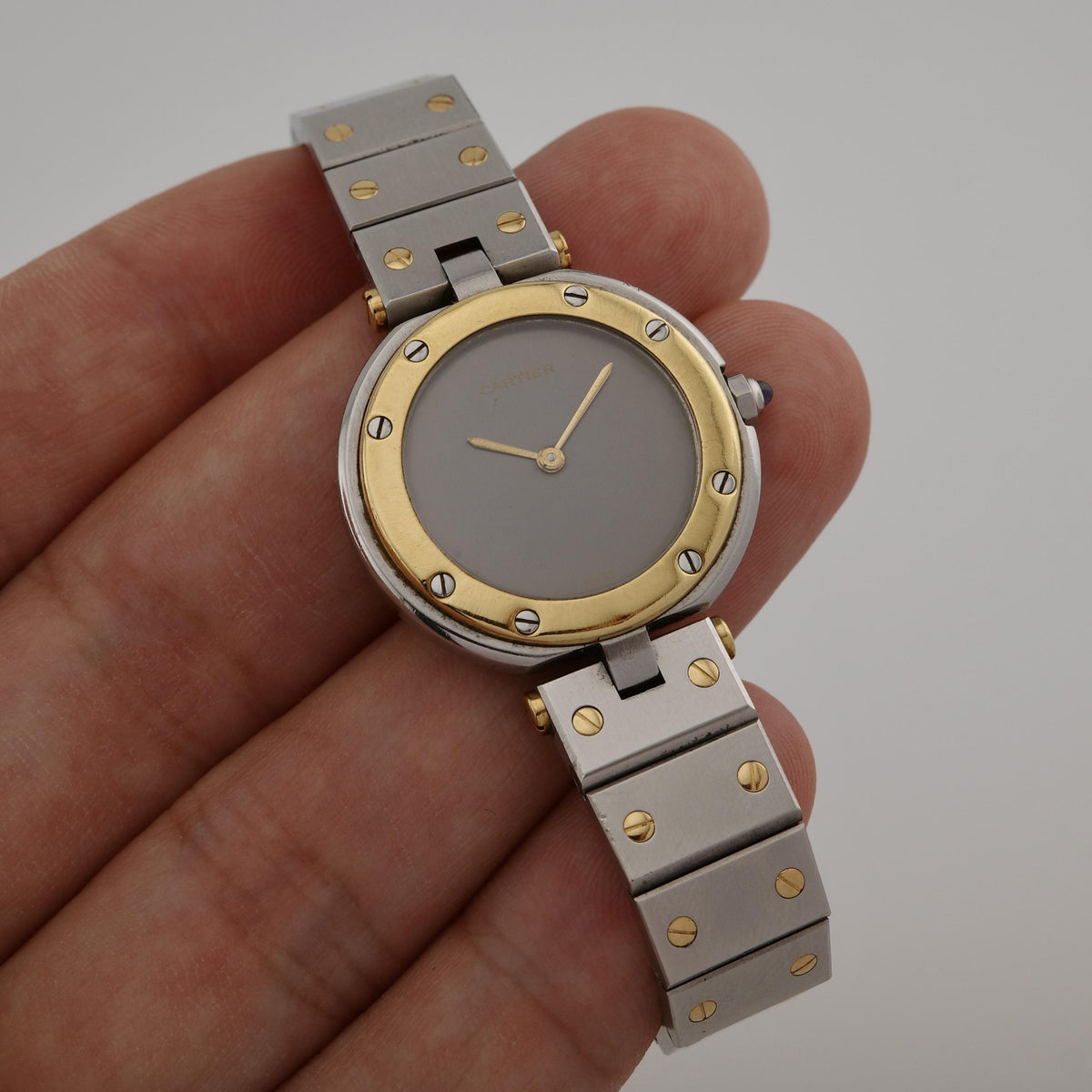 Two-Tone Cartier Santos Ronde 81913 Grey Ghost Dial Watch