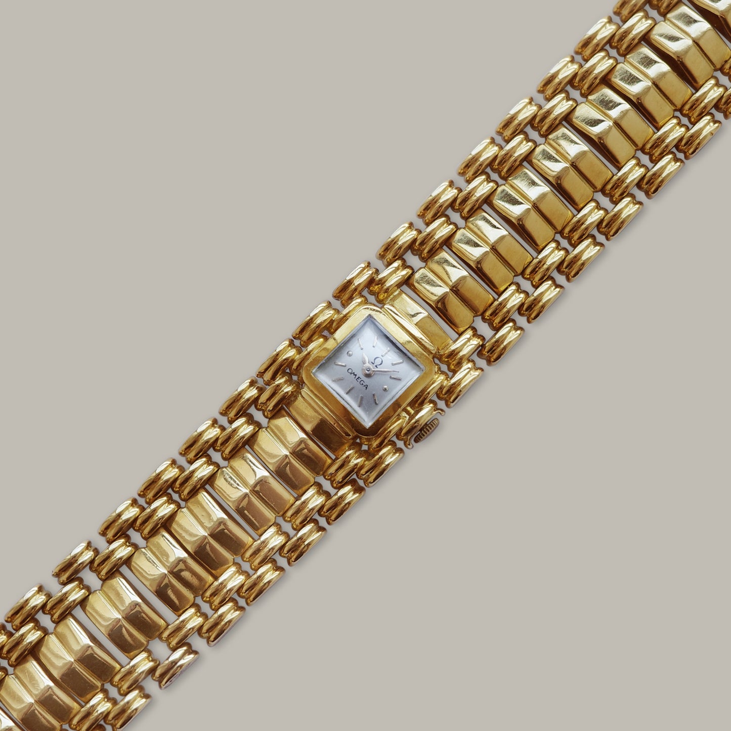18K Omega Ladies Integrated Bracelet Watch