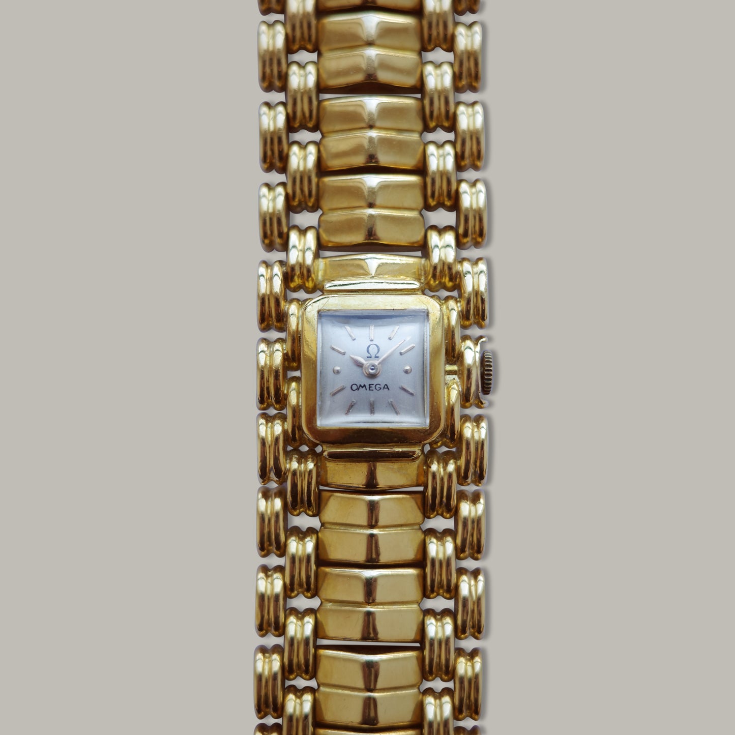 18K Omega Ladies Integrated Bracelet Watch
