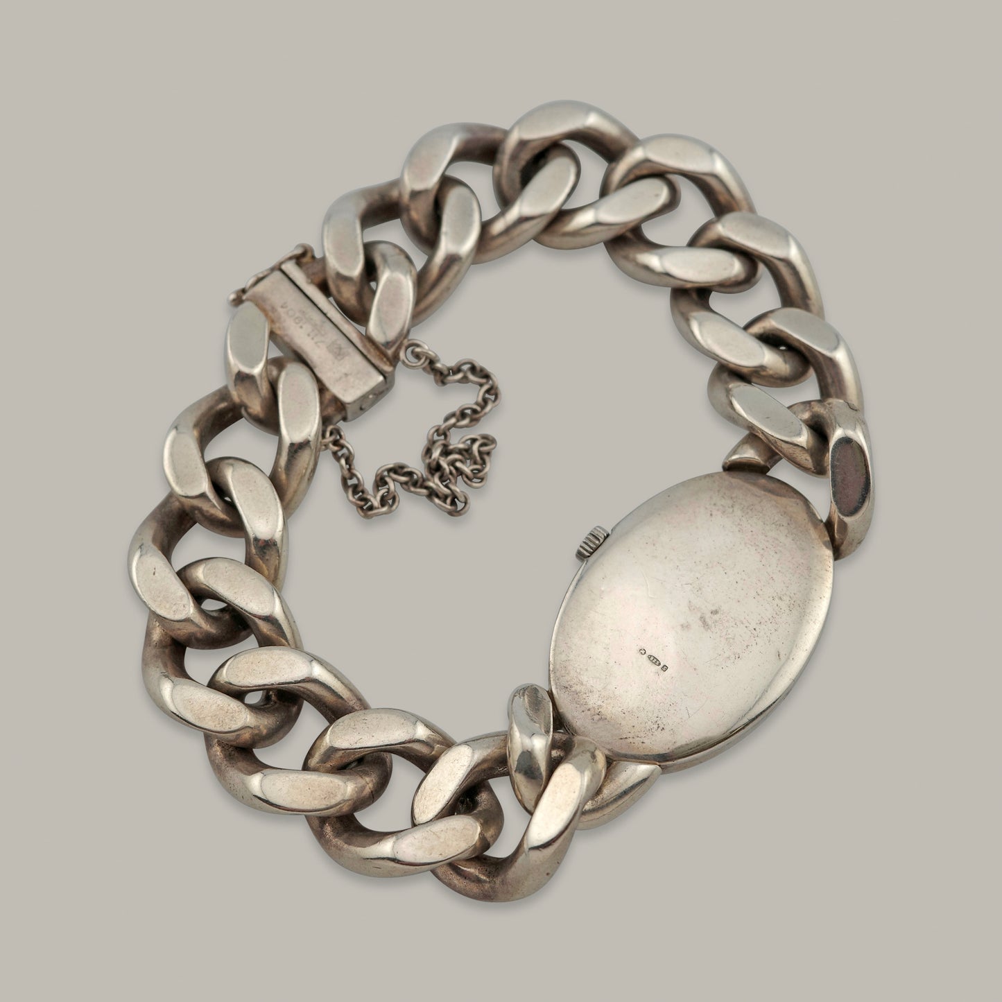 .925 Sterling Silver Omega Cuban Bracelet Watch