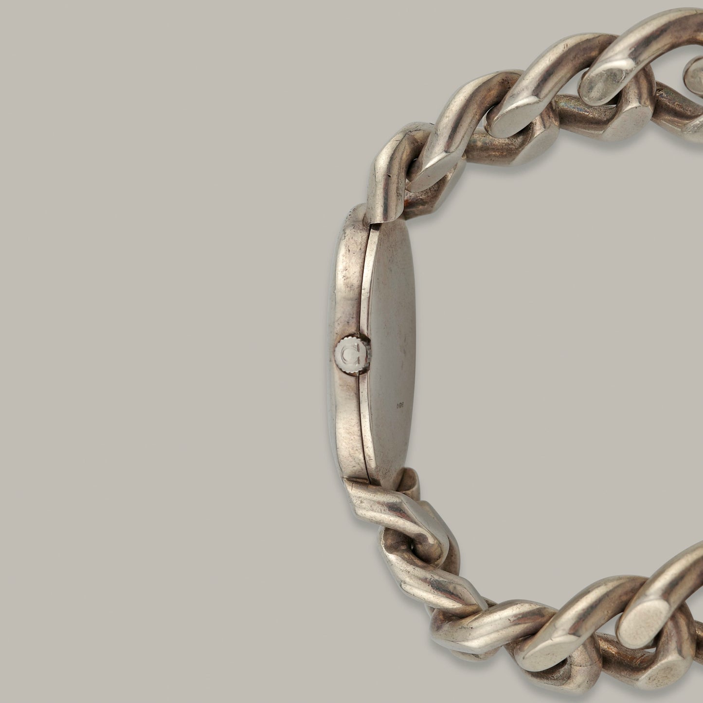 .925 Sterling Silver Omega Cuban Bracelet Watch