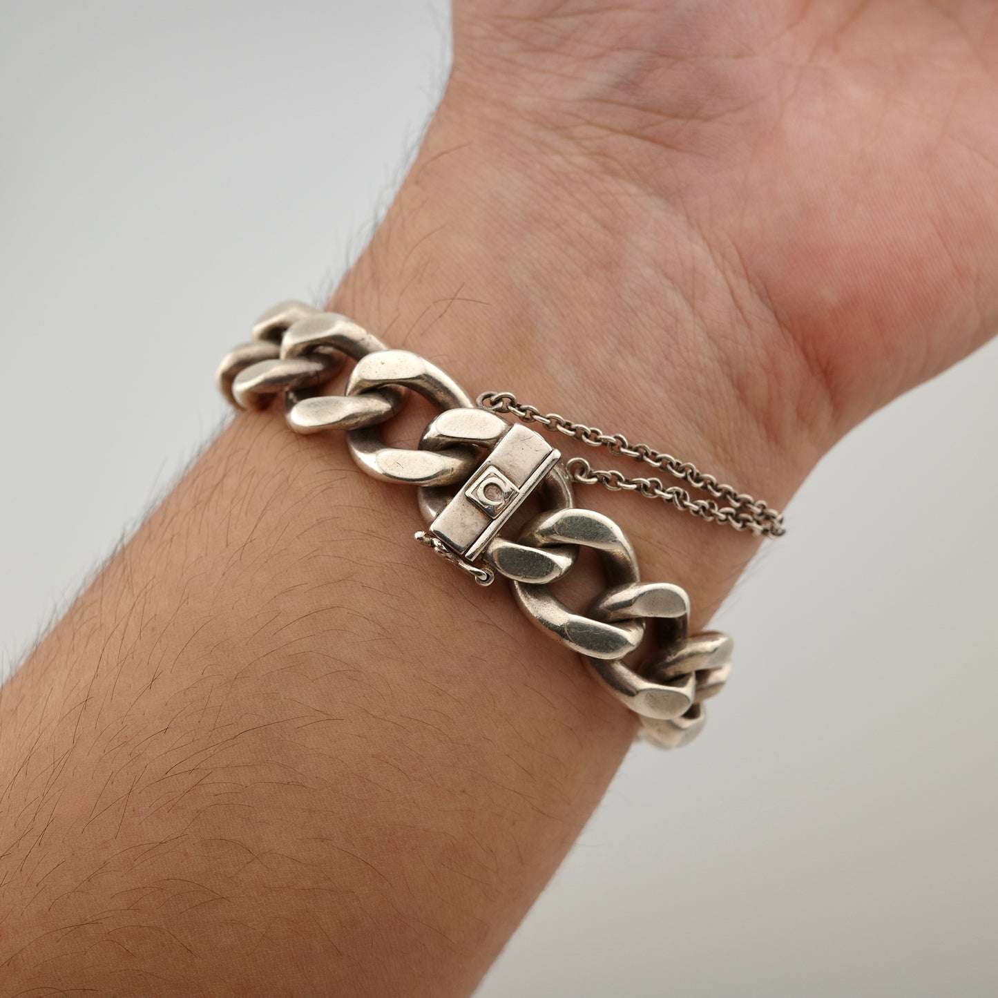 .925 Sterling Silver Omega Cuban Bracelet Watch