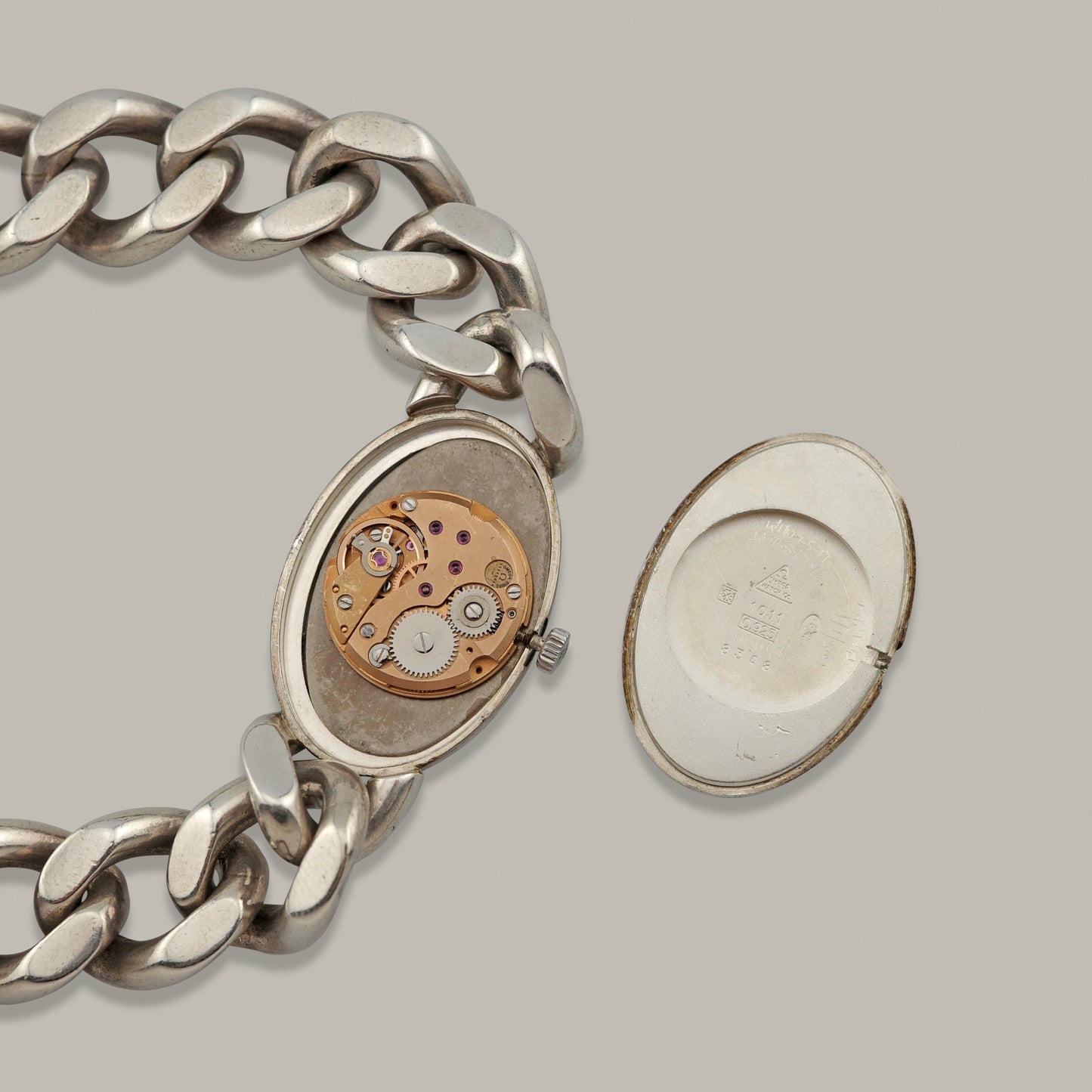 .925 Sterling Silver Omega Cuban Bracelet Watch