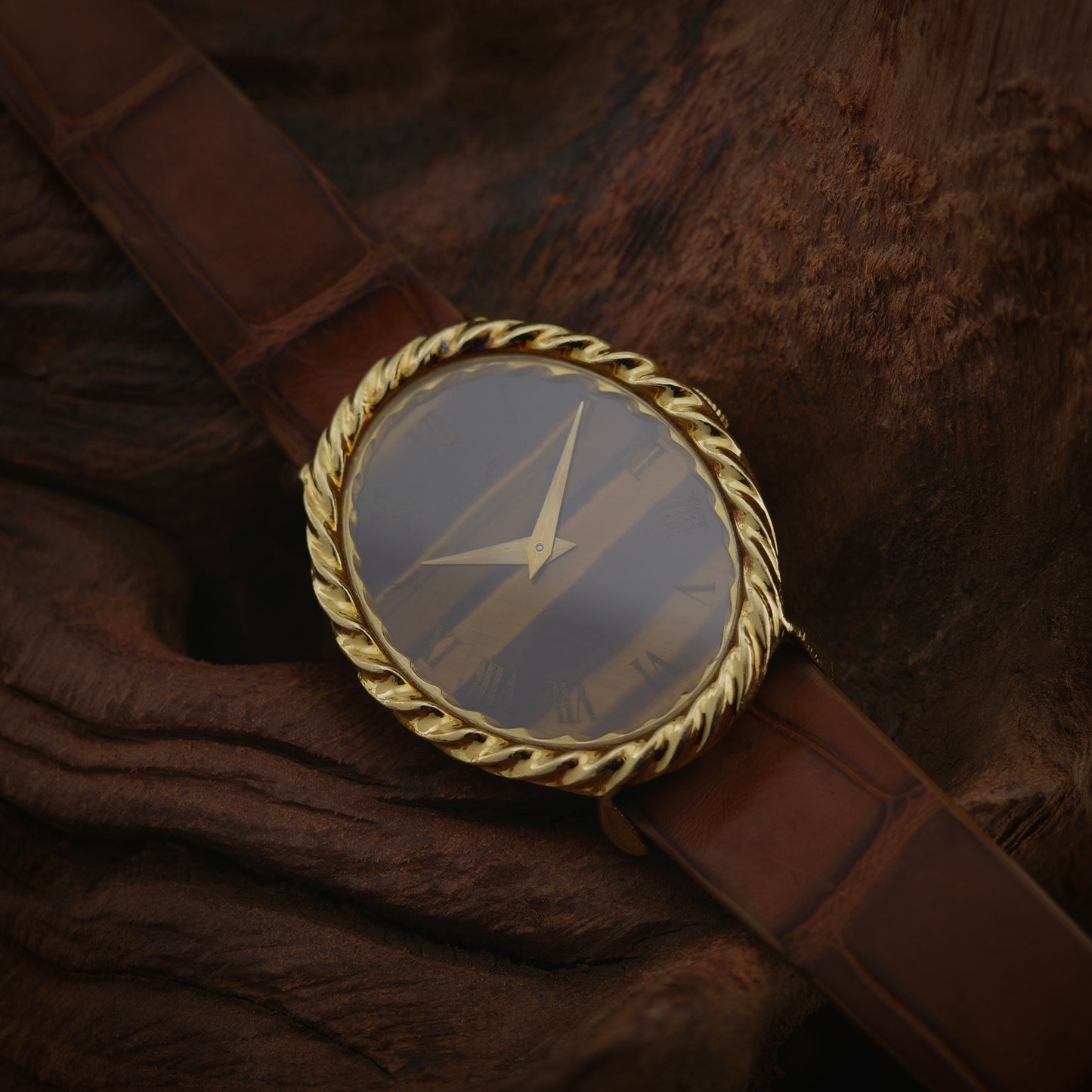 18K Piaget Oval Tiger's Eye Watch