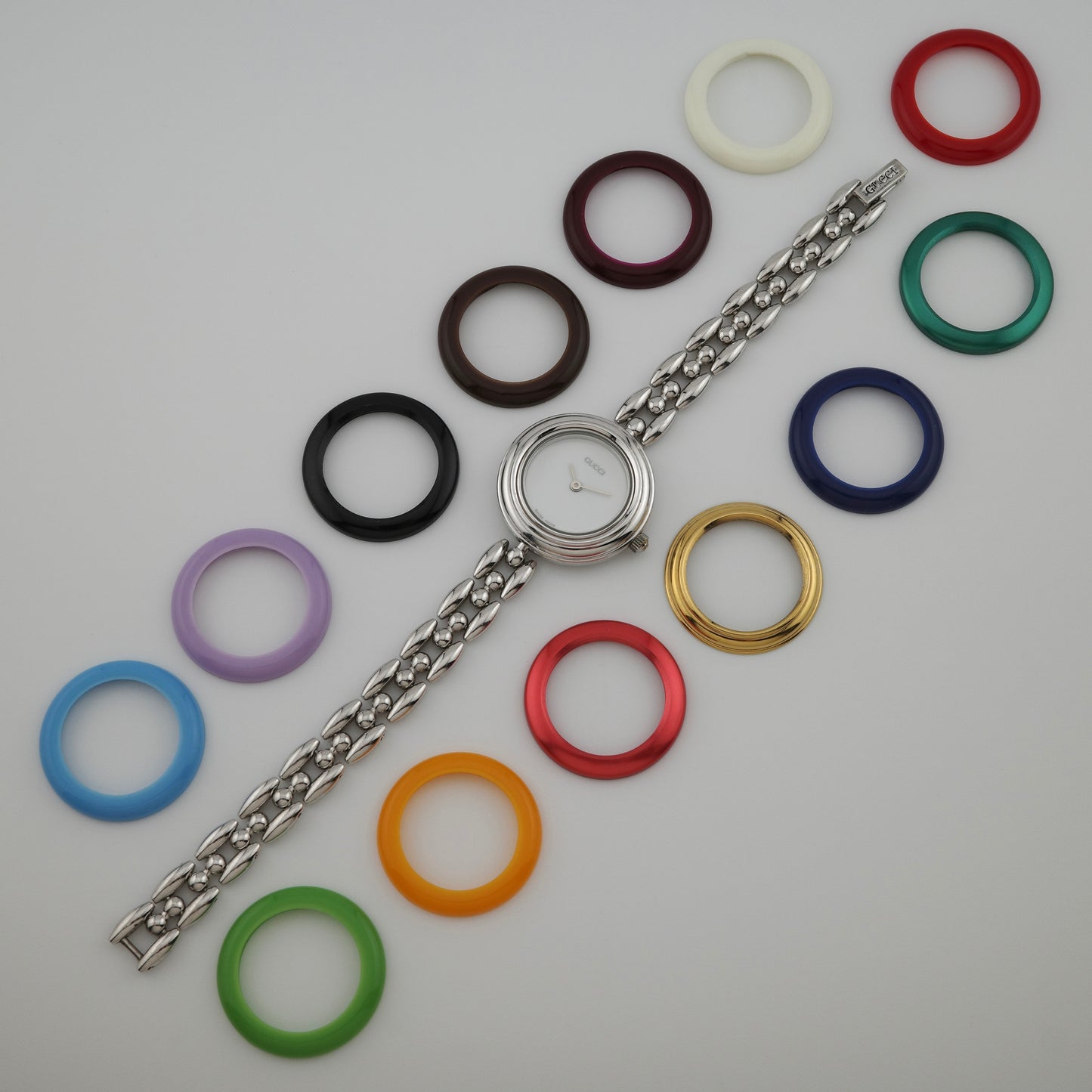 Stainless Steel Gucci Interchangeable Bezel Ladies Watch