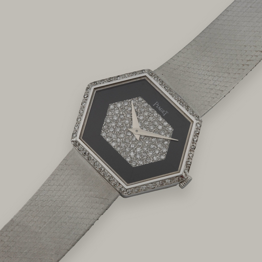 18K Piaget Hexagonal Onyx/Diamond Watch