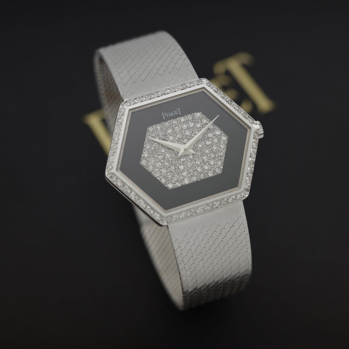 18K Piaget Hexagonal Onyx/Diamond Watch