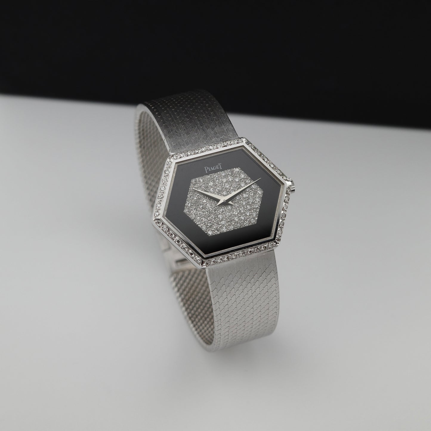 18K Piaget Hexagonal Onyx/Diamond Watch