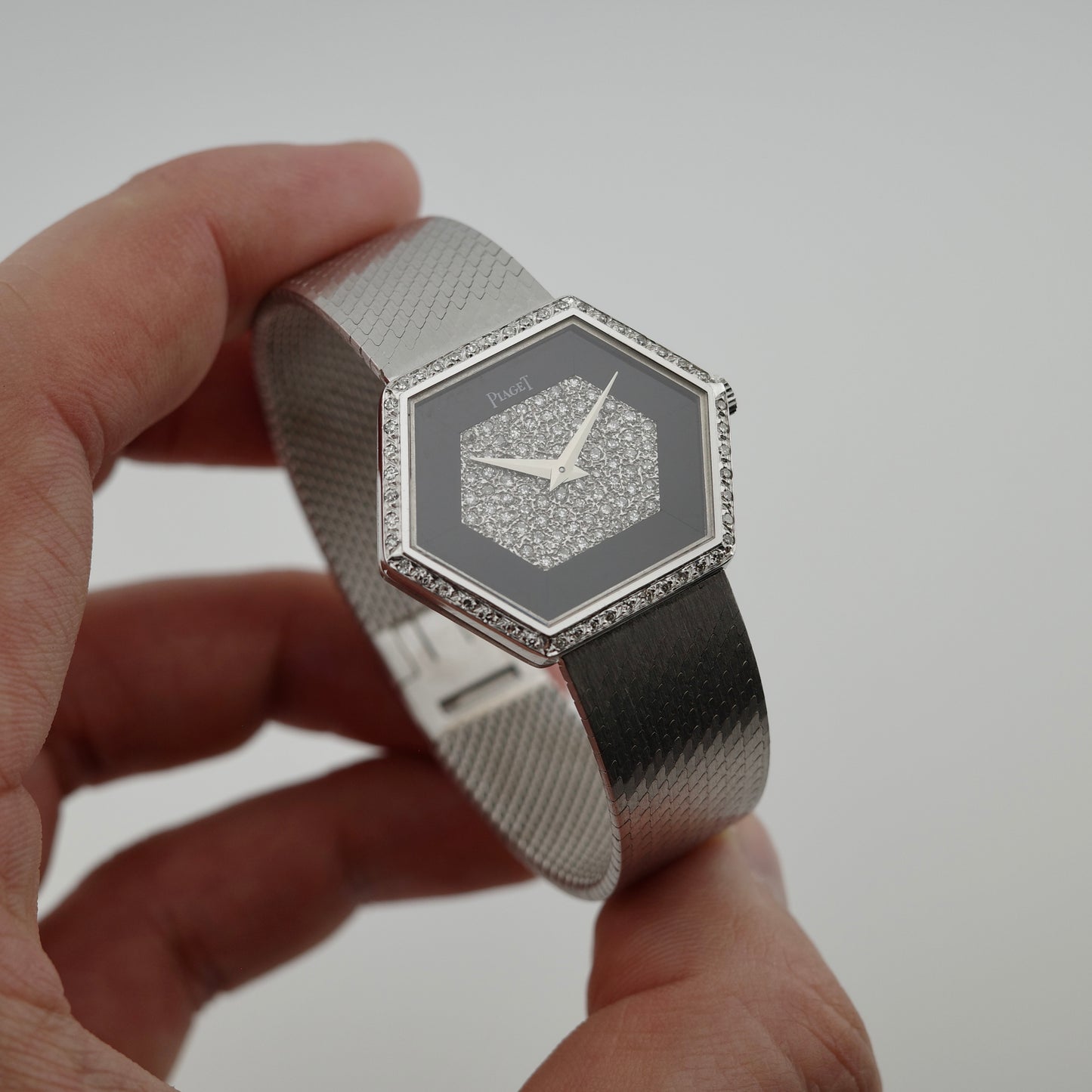 18K Piaget Hexagonal Onyx/Diamond Watch
