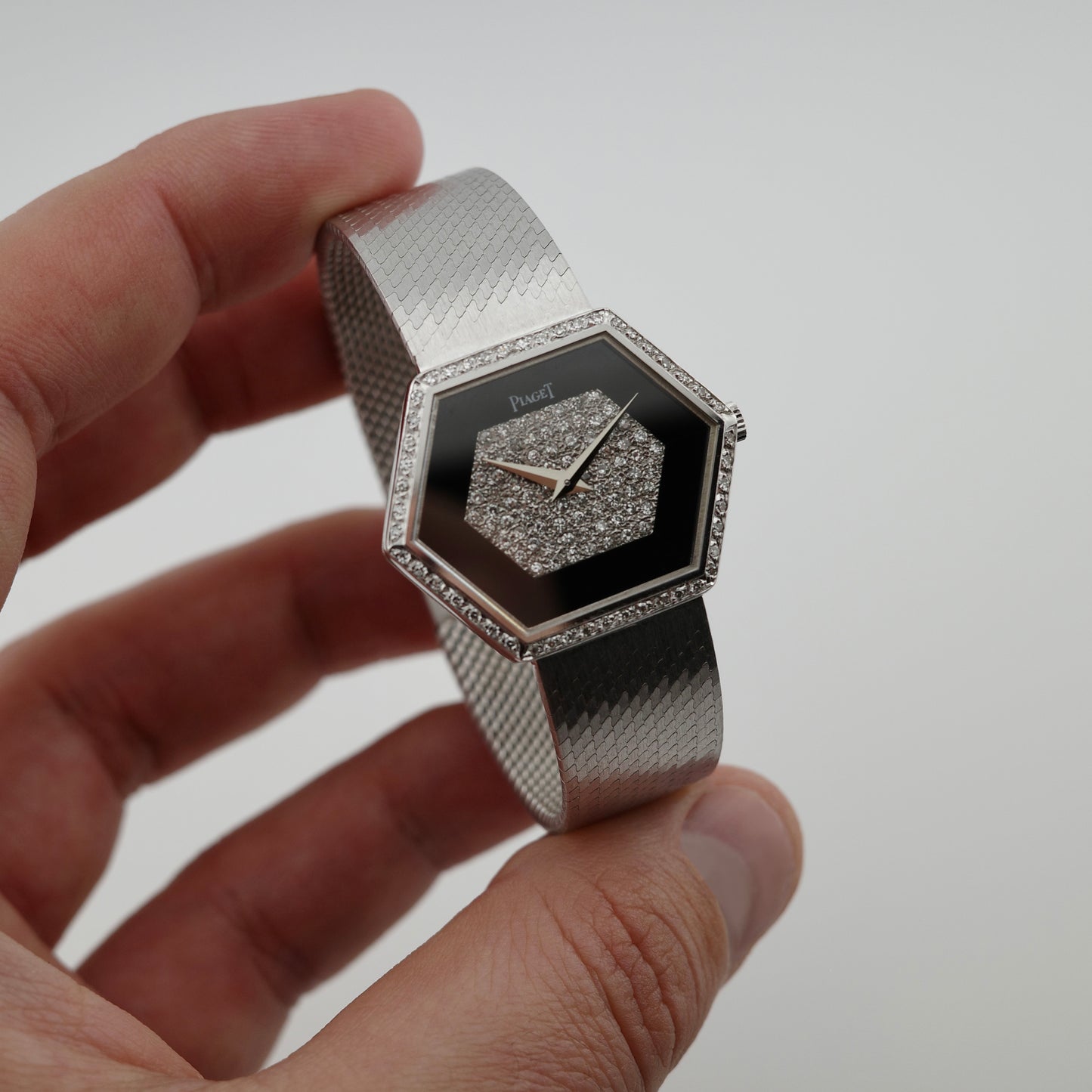 18K Piaget Hexagonal Onyx/Diamond Watch