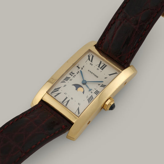 18K Cartier Tank Américaine Moonphase Watch