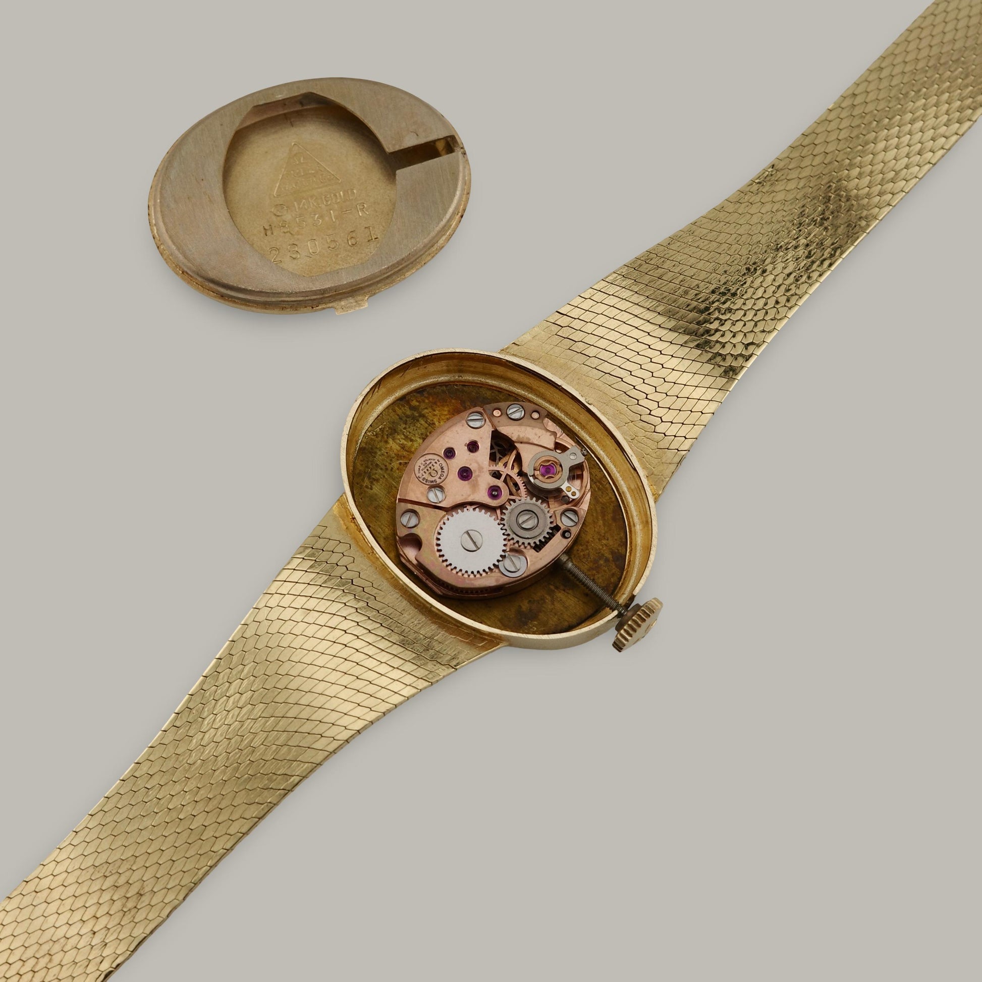 14K Omega Opal Mosaic Dial Ladies Bracelet Watch