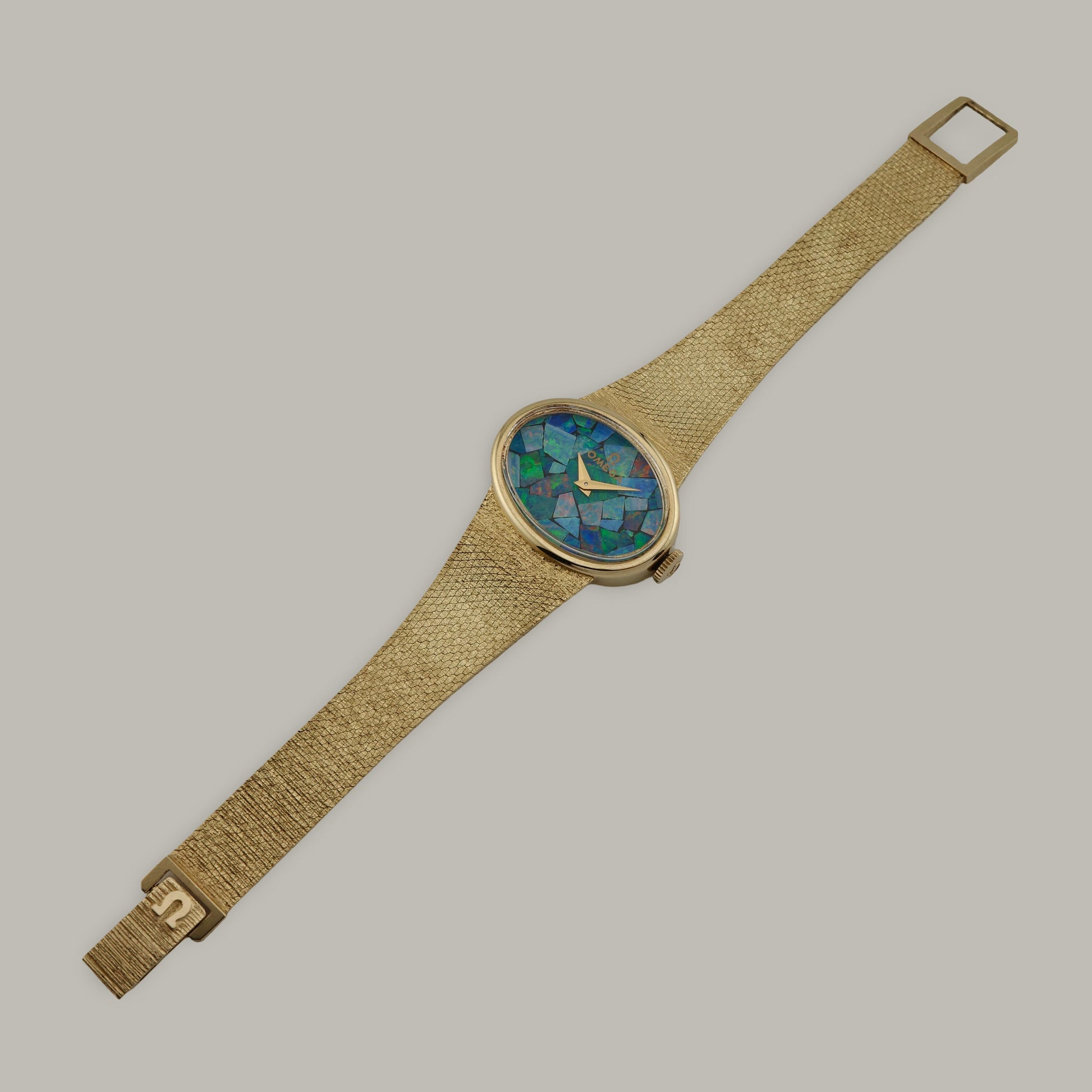 14K Omega Opal Mosaic Dial Ladies Bracelet Watch
