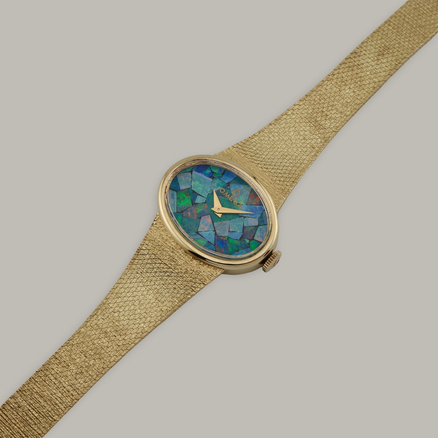 14K Omega Opal Mosaic Dial Ladies Bracelet Watch