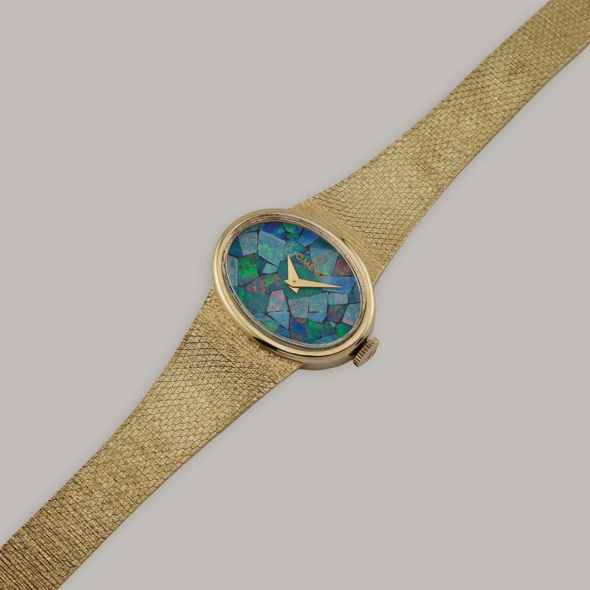14K Omega Opal Mosaic Dial Ladies Bracelet Watch