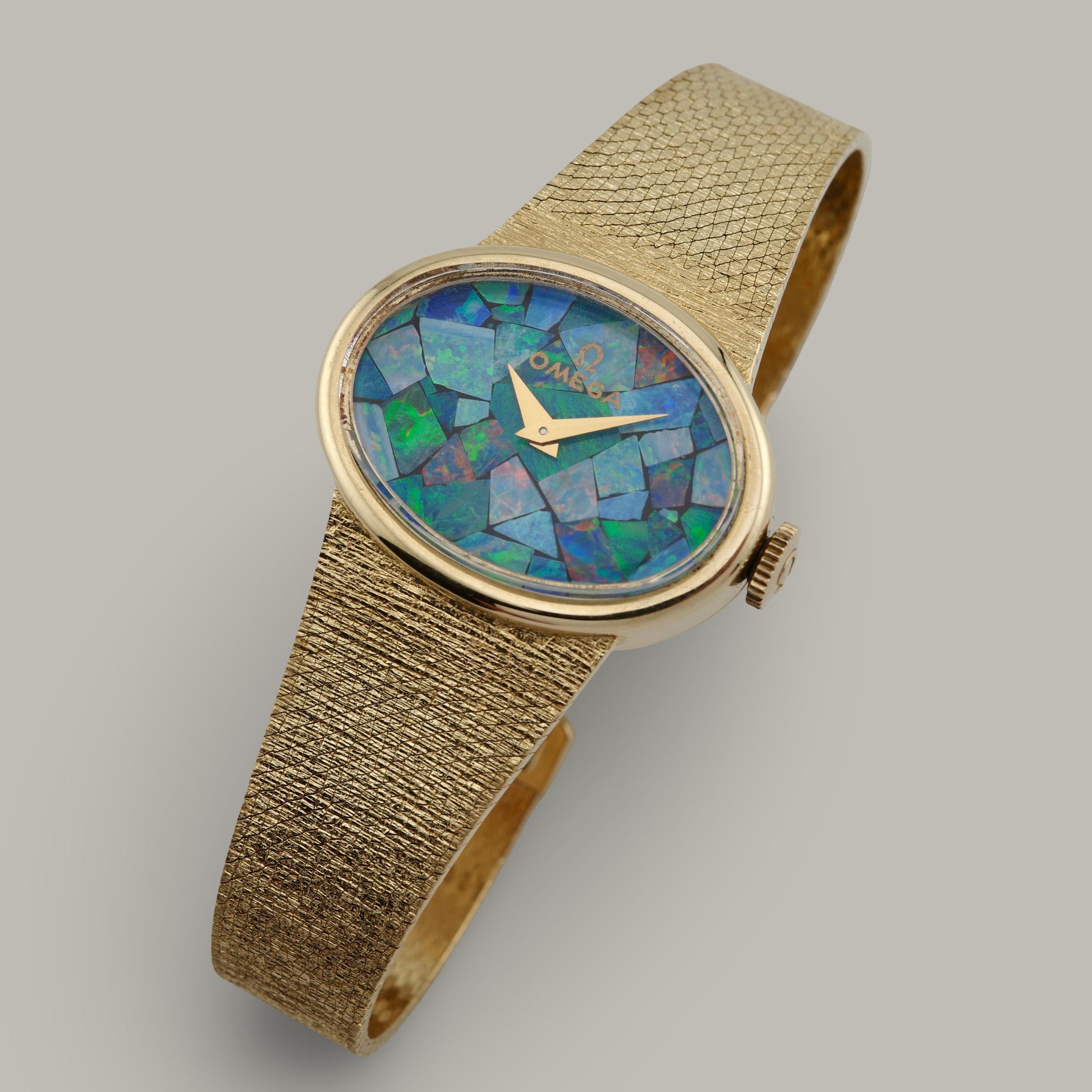 14K Omega Opal Mosaic Dial Ladies Bracelet Watch