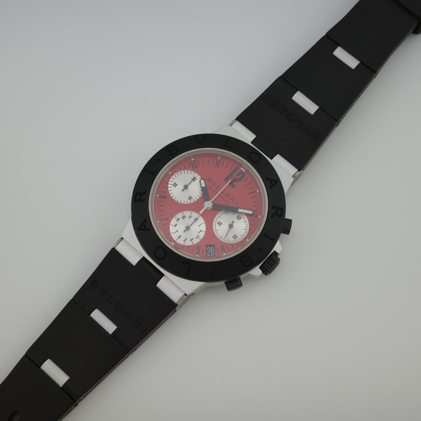 Bvlgari Diagono AC38TA Aluminum Chronograph Limited Edition Red Dial Watch