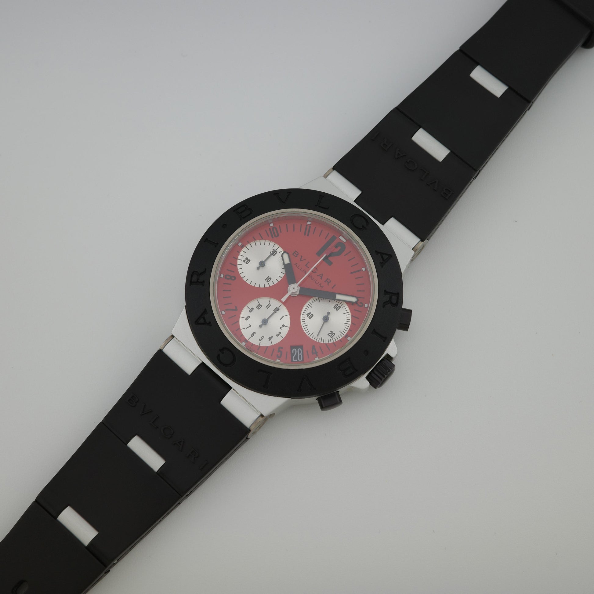 Bvlgari Diagono AC38TA Aluminum Chronograph Limited Edition Red Dial Watch