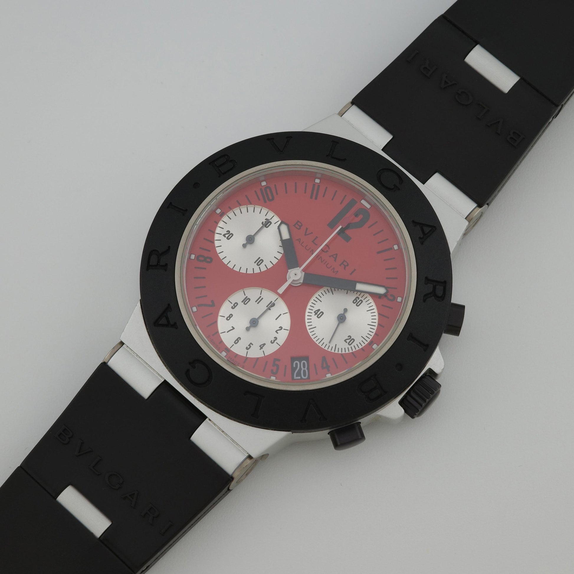Bvlgari Diagono AC38TA Aluminum Chronograph Limited Edition Red Dial Watch