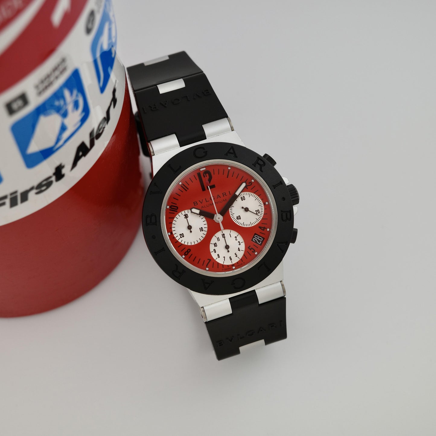 Bvlgari Diagono AC38TA Aluminum Chronograph Limited Edition Red Dial Watch