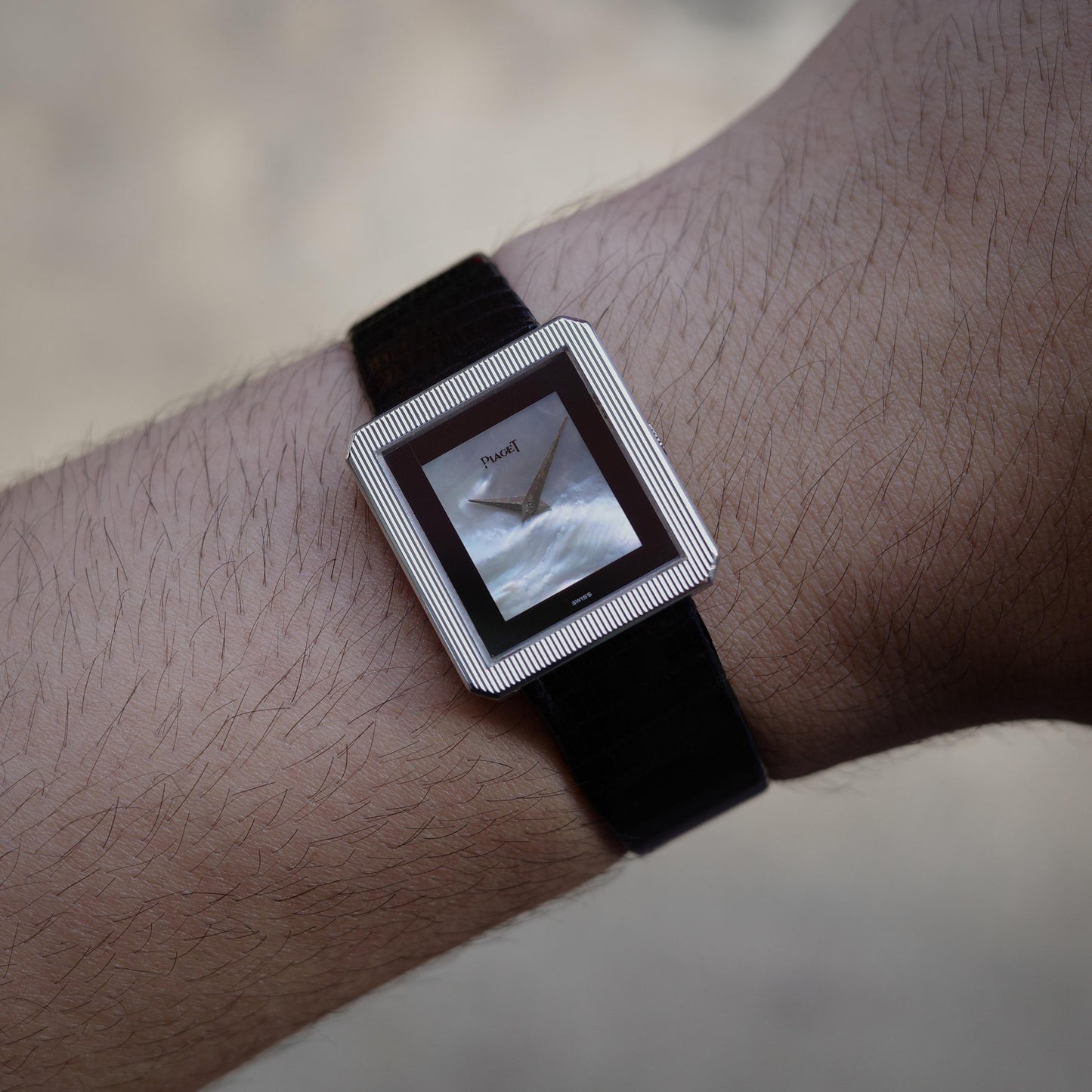 18K Piaget Protocole 9154 Mother of Pearl & Onyx Dial Watch