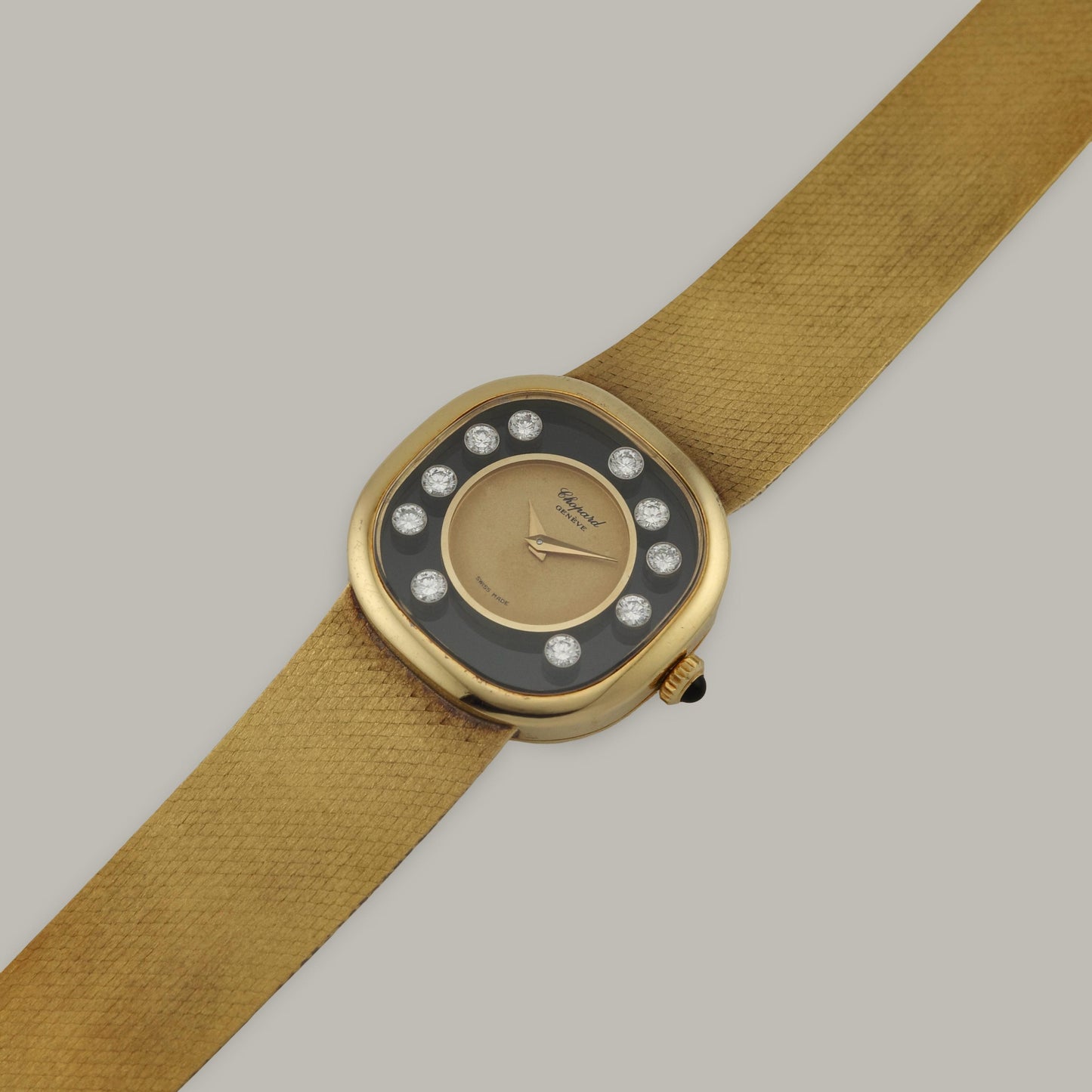 18K Chopard Happy Diamonds 5089-5 Onyx Dial Watch