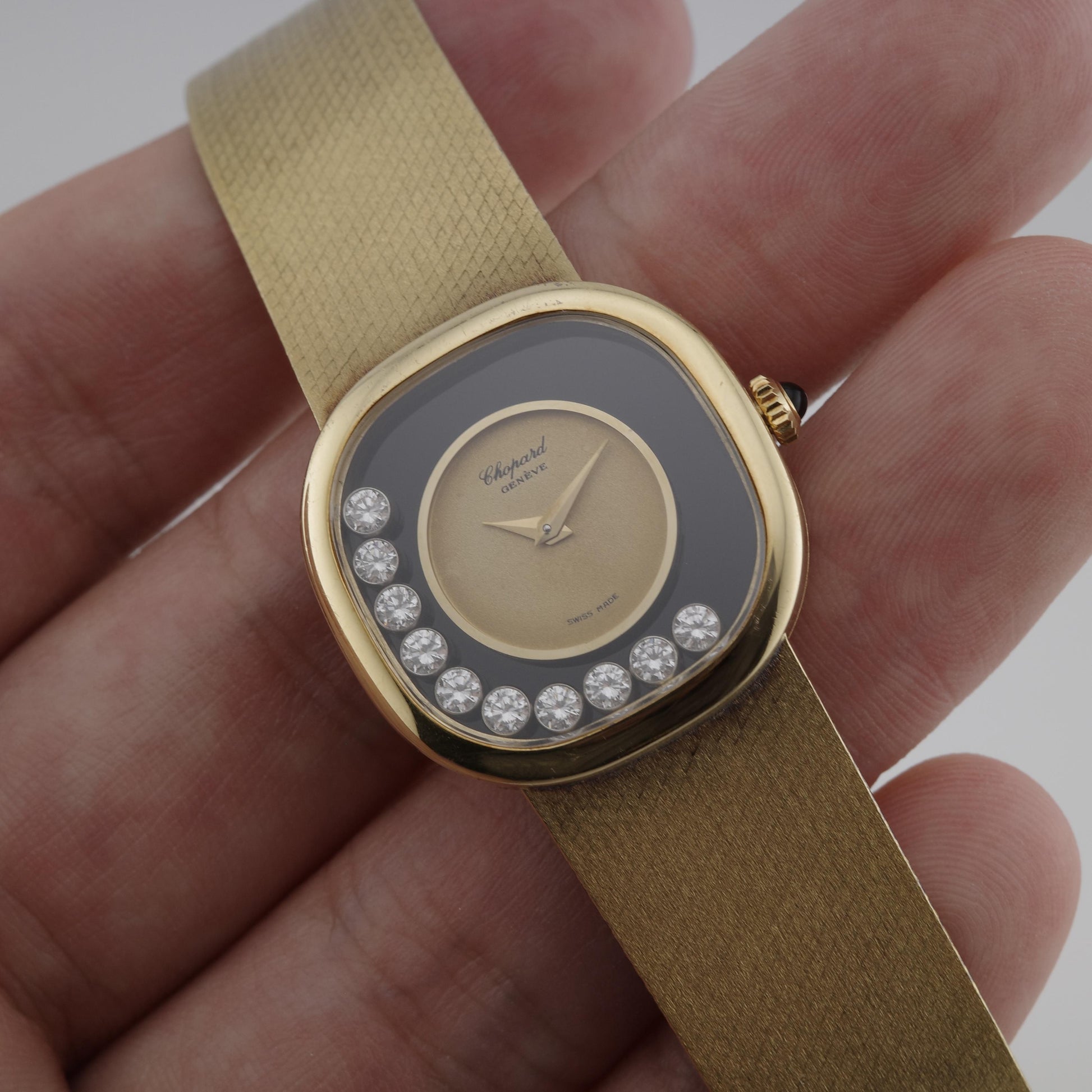 18K Chopard Happy Diamonds 5089-5 Onyx Dial Watch