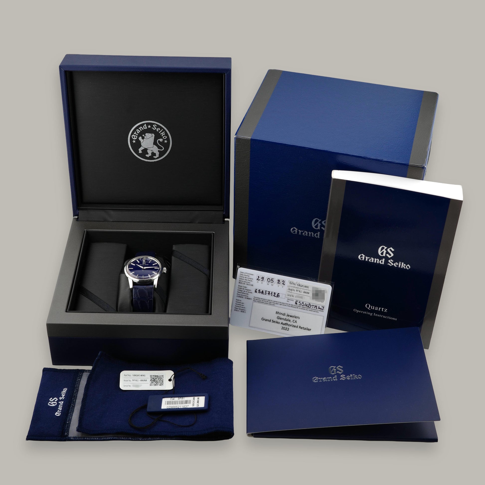 Stainless Steel Grand Seiko Elegance SBGX349 Gekka Blue Dial Full Set Watch