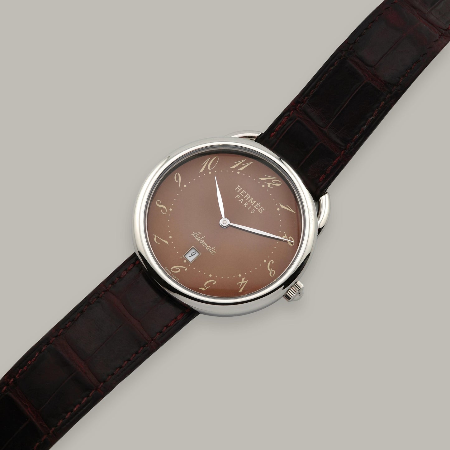 Stainless Steel Hermès Arceau AR4.810 Brown Dial Watch