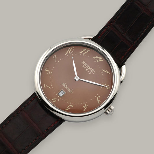 Stainless Steel Hermès Arceau AR4.810 Brown Dial Watch