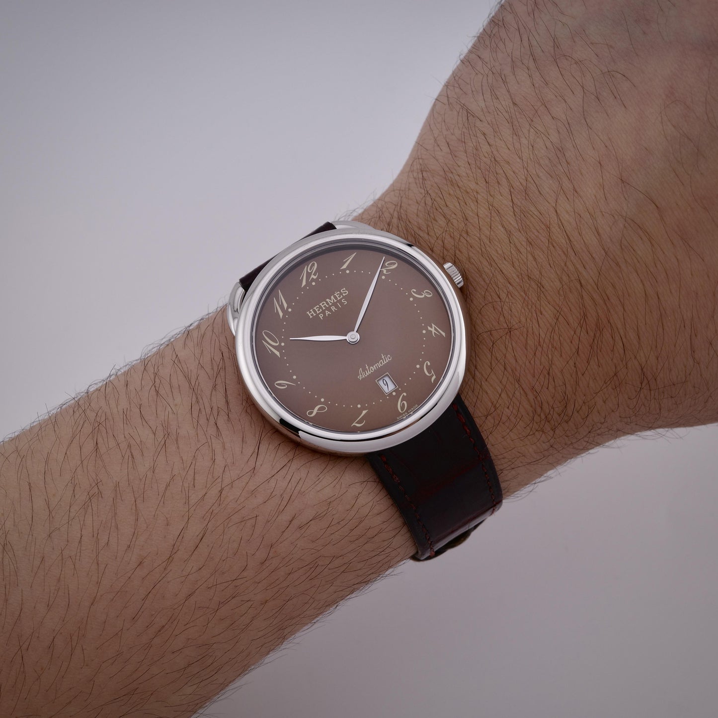 Stainless Steel Hermès Arceau AR4.810 Brown Dial Watch