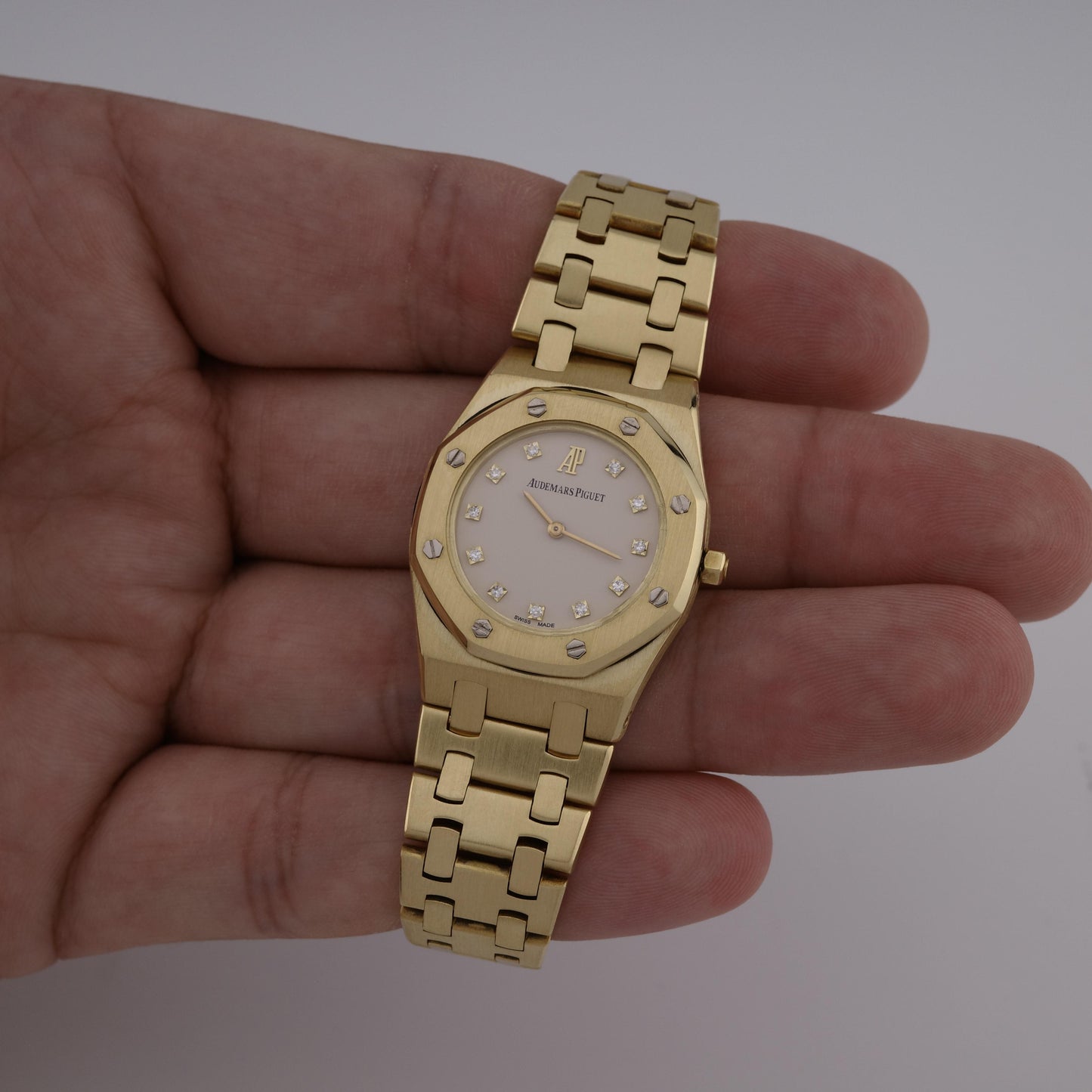 18K Audemars Piguet Mini Royal Oak 6007BA Diamond Dial Watch