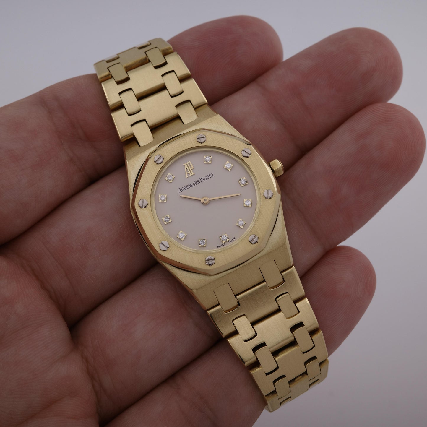 18K Audemars Piguet Mini Royal Oak 6007BA Diamond Dial Watch