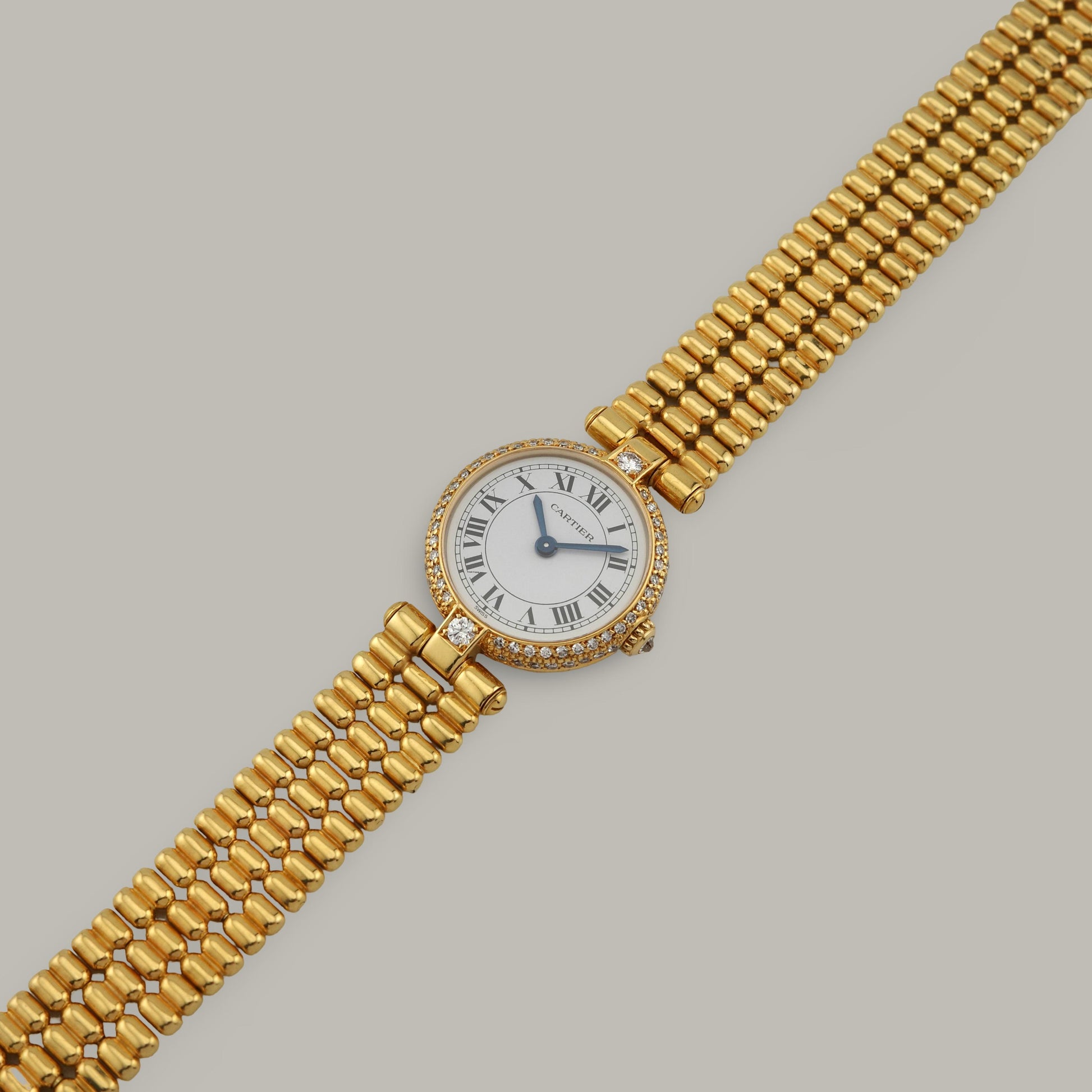18K Cartier Mini Vendôme 6602 Diamond Bezel Watch