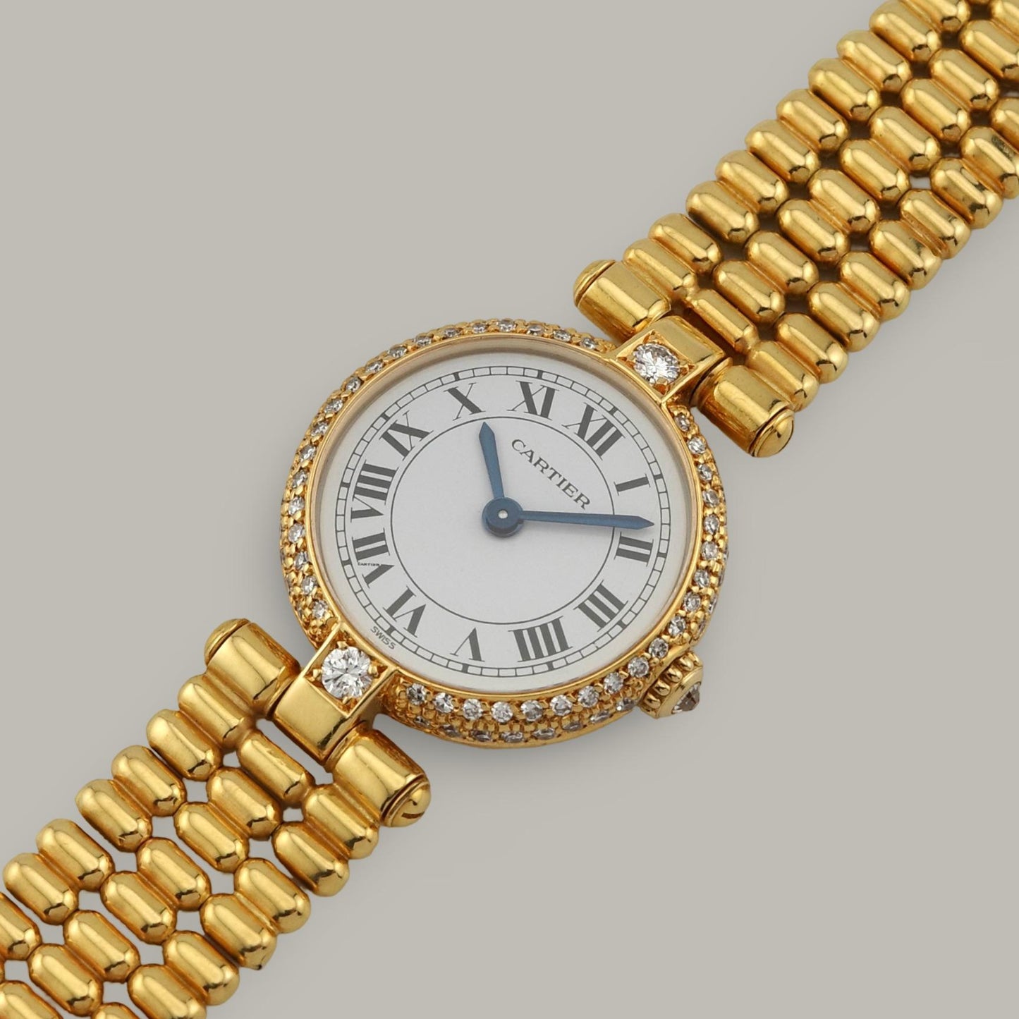 18K Cartier Mini Vendôme 6602 Diamond Bezel Watch