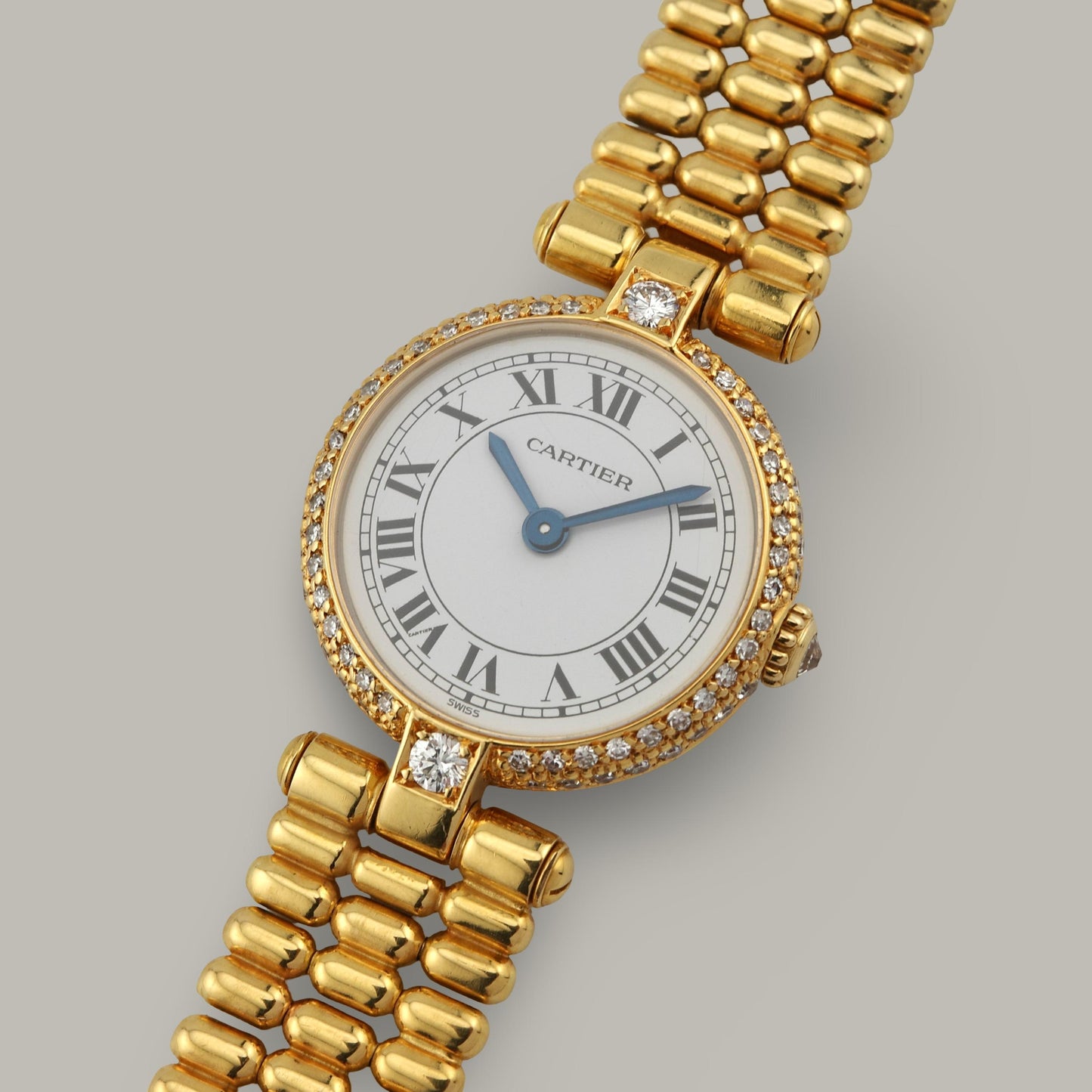 18K Cartier Mini Vendôme 6602 Diamond Bezel Watch
