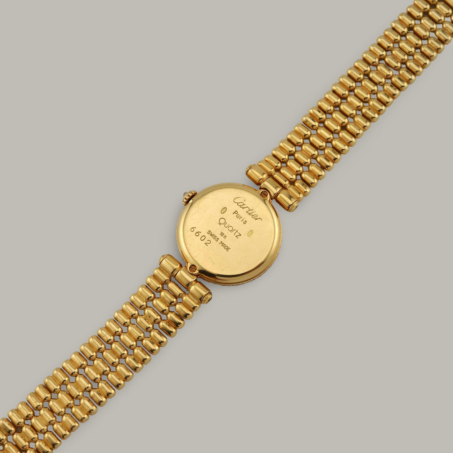 18K Cartier Mini Vendôme 6602 Diamond Bezel Watch