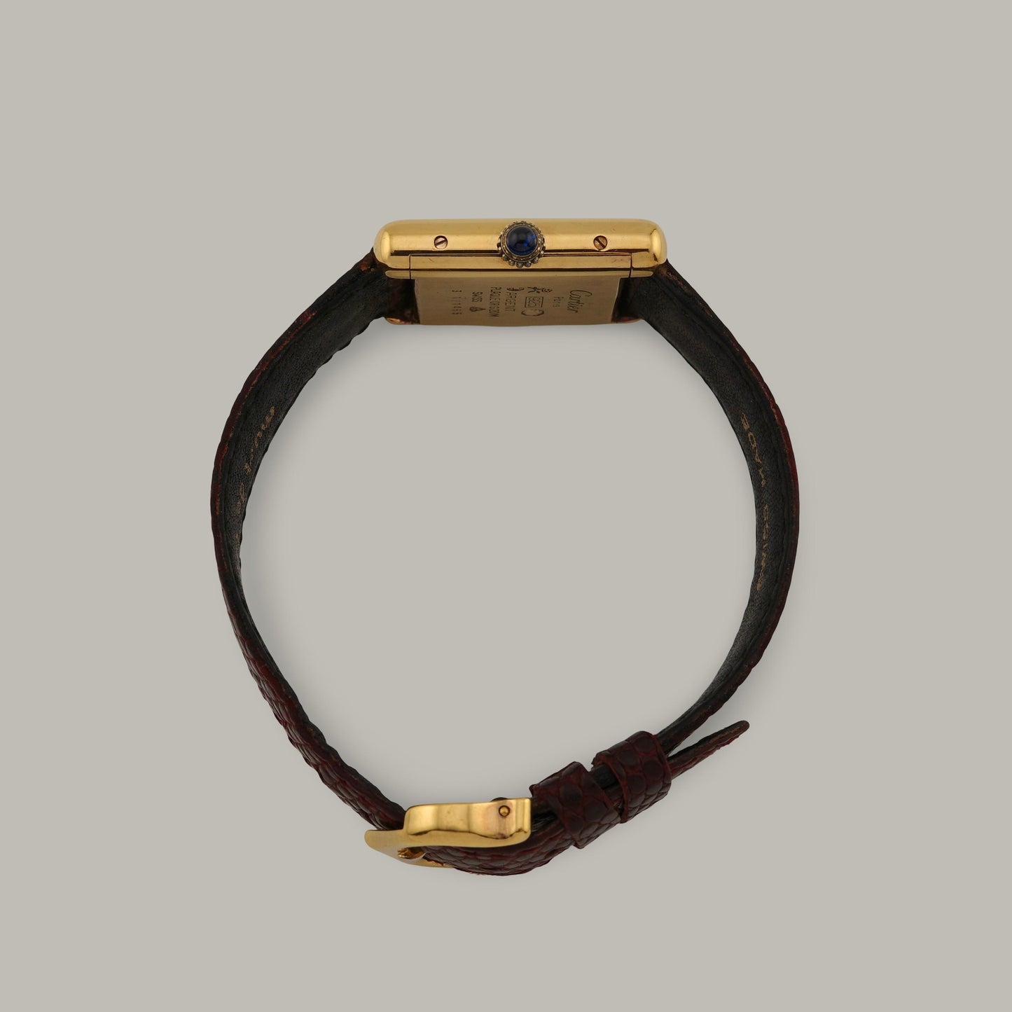 18K Vermeil Must de Cartier Tank PM Burgundy Dial Watch
