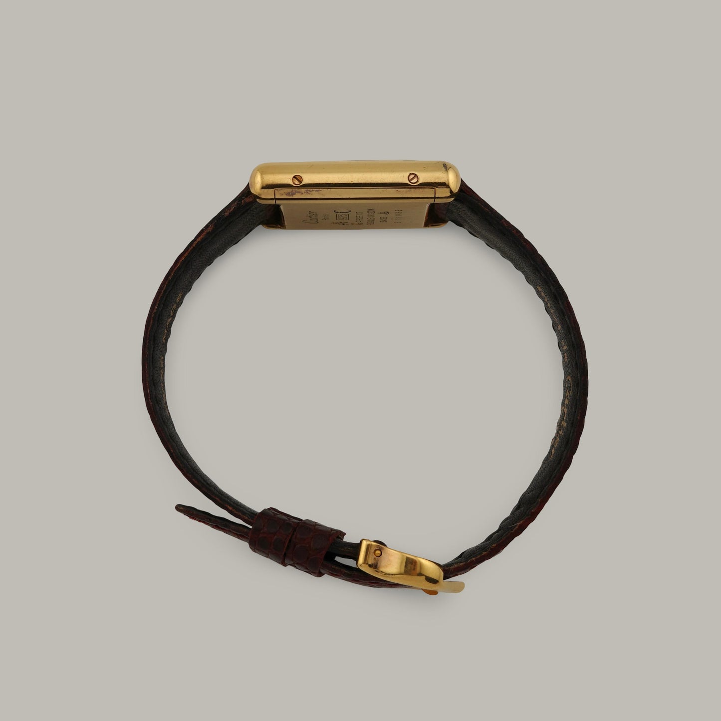 18K Vermeil Must de Cartier Tank PM Burgundy Dial Watch