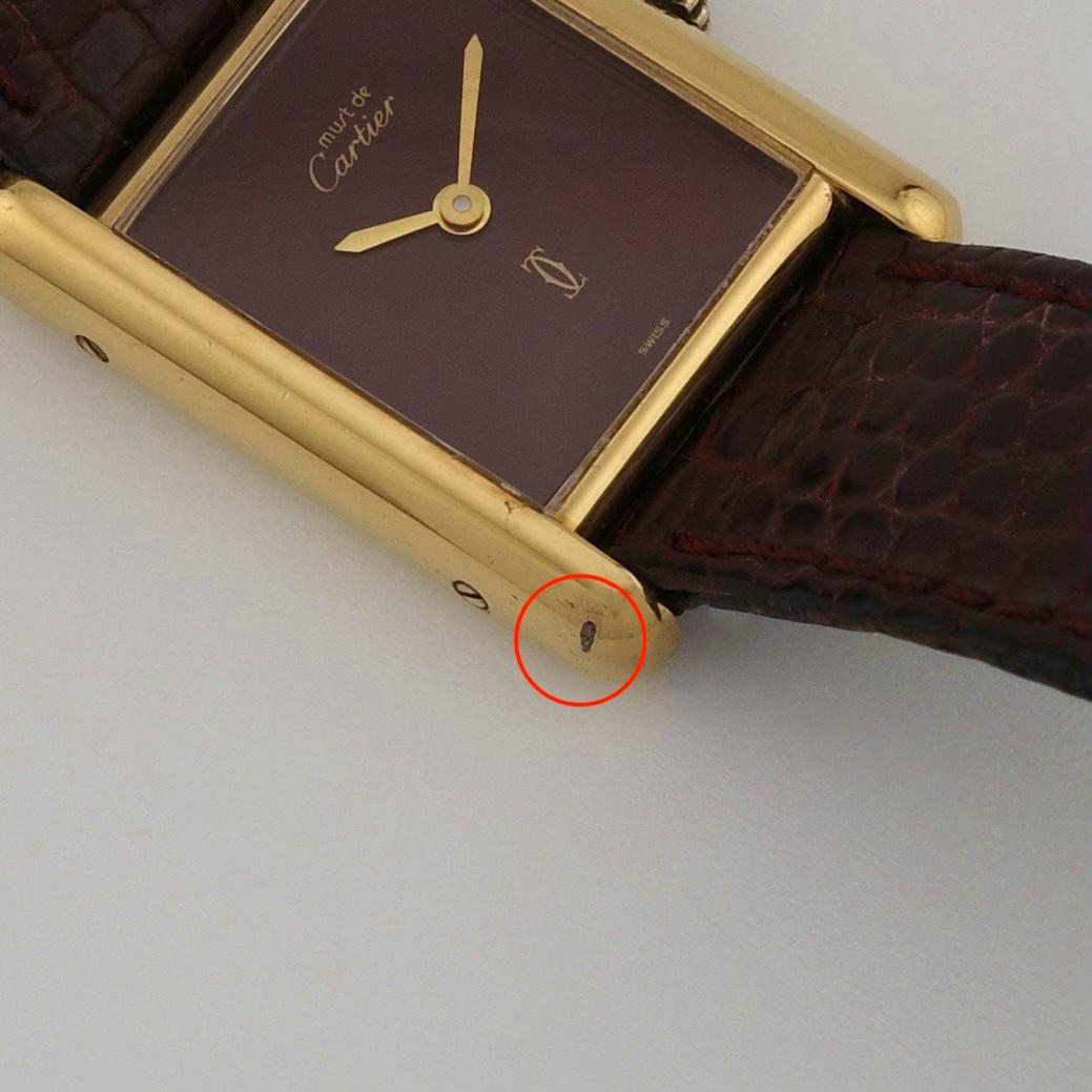 18K Vermeil Must de Cartier Tank PM Burgundy Dial Watch