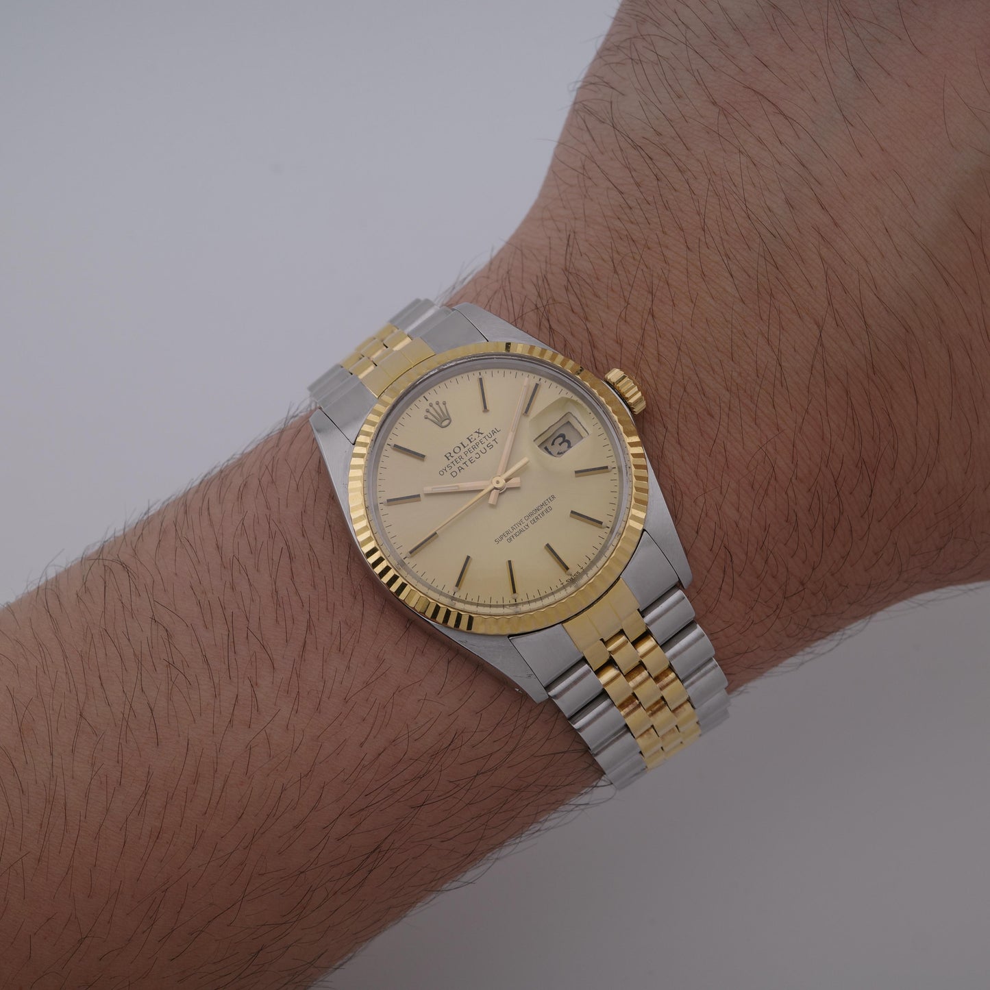 1986 Two-Tone Rolex Datejust 16013 36mm Champagne Dial w/Papers Watch