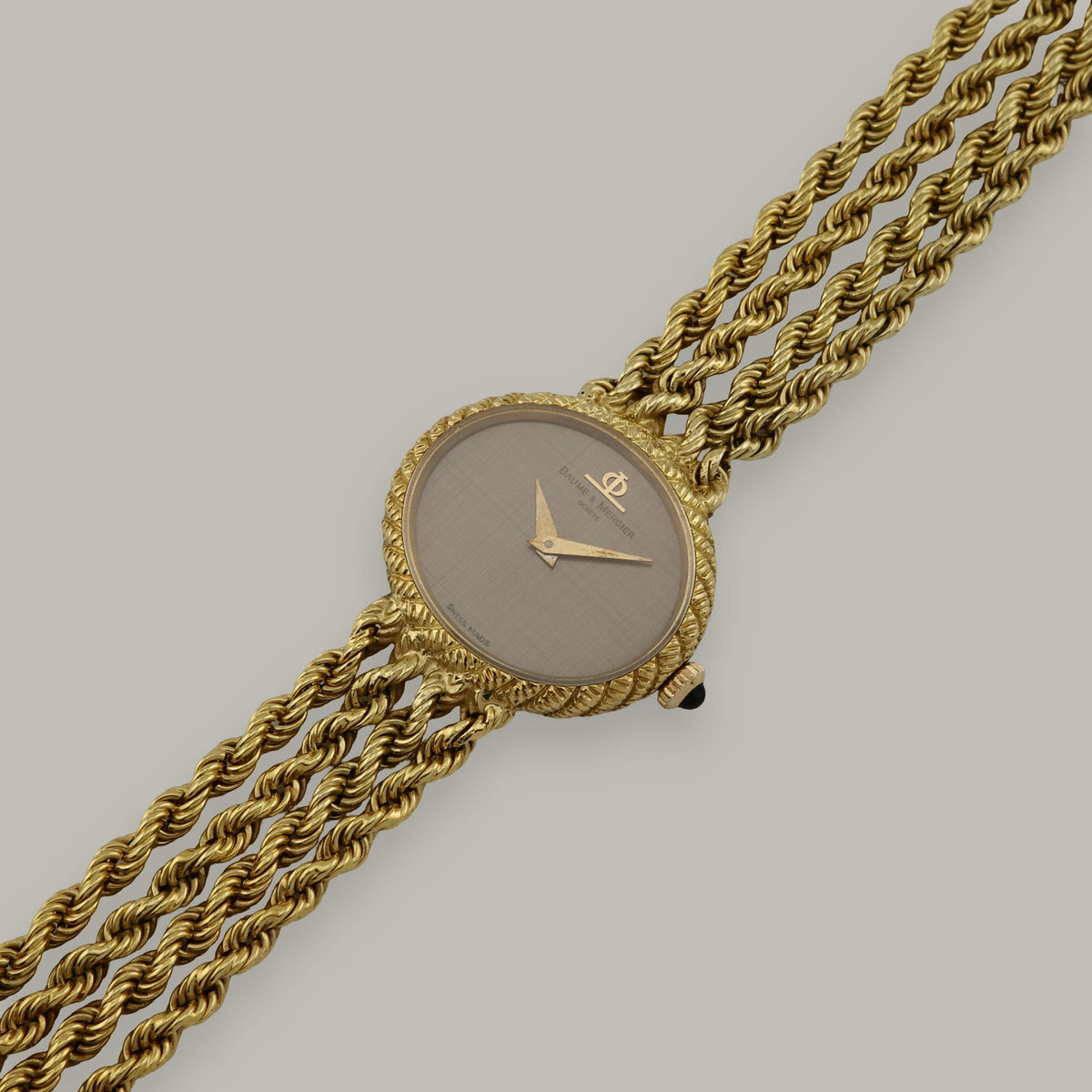 18K Baume & Mercier 38244 Linen Dial Rope Watch