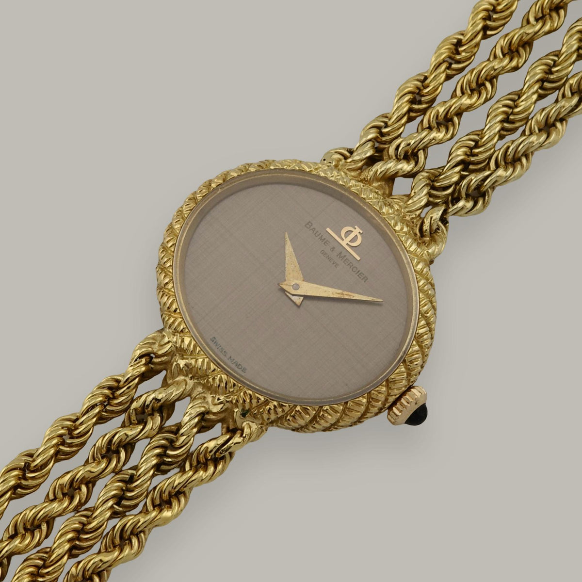 18K Baume & Mercier 38244 Linen Dial Rope Watch