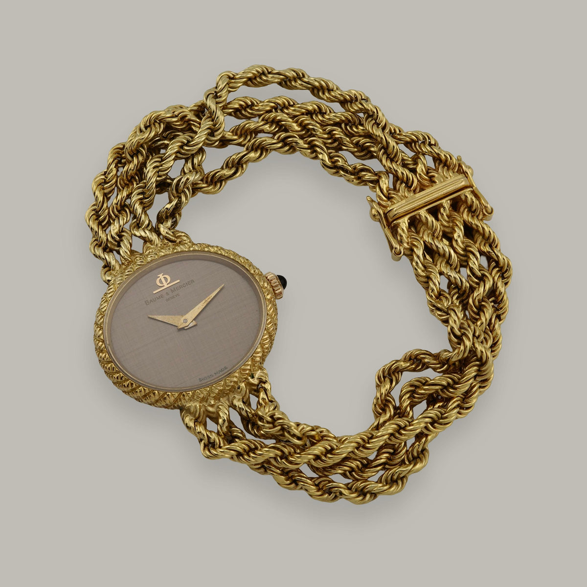 18K Baume & Mercier 38244 Linen Dial Rope Watch
