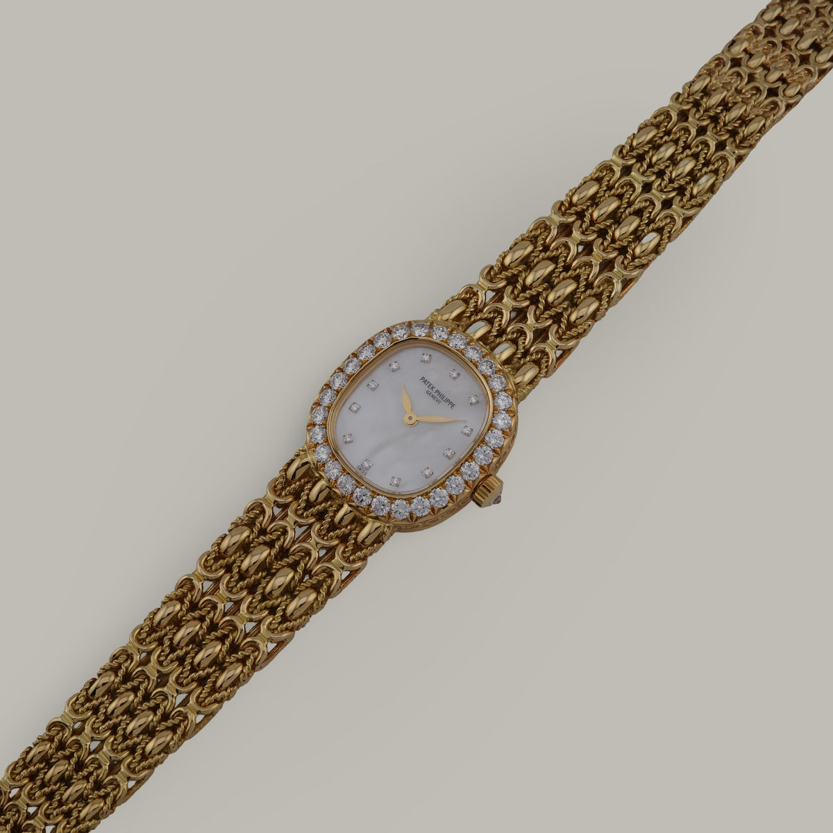 18K Patek Philippe 4931/2J Golden Ellipse Mother of Pearl Diamond Watch