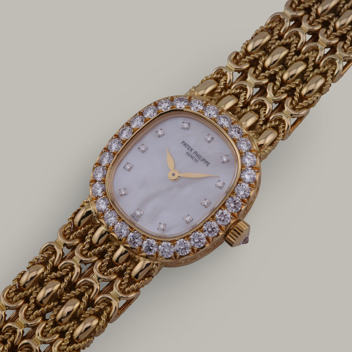 18K Patek Philippe 4931/2J Golden Ellipse Mother of Pearl Diamond Watch