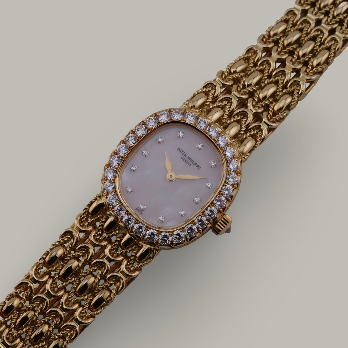 18K Patek Philippe 4931/2J Golden Ellipse Mother of Pearl Diamond Watch
