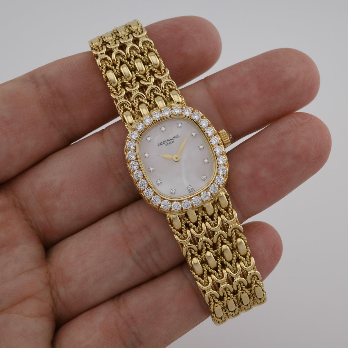 18K Patek Philippe 4931/2J Golden Ellipse Mother of Pearl Diamond Watch